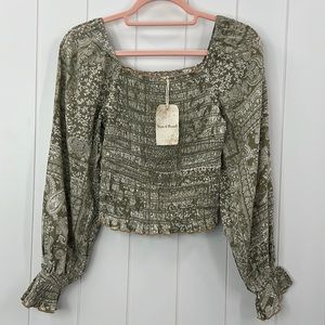 Hem & Thread Olive Paisley Boho Blouse